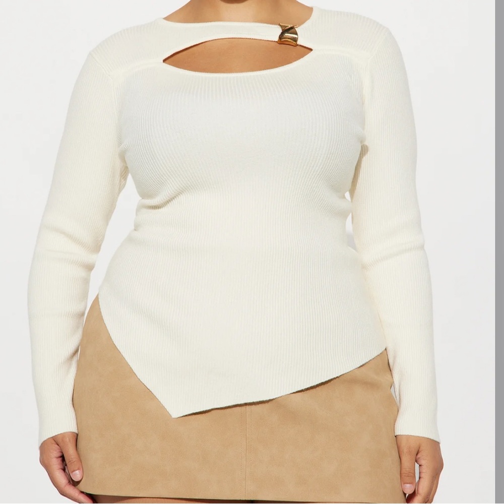 Pumpkin Spice Hardware Sweater Top - Ivory